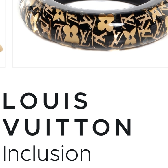 HP LOUIS VUITTON Elegant INCLUSION Shiny Black Gold Bangle Resin LV Bracelet LN - Picture 7 of 16